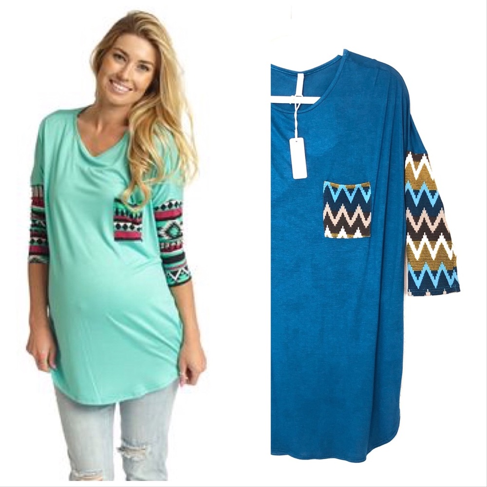 Pink Blush | NWT Maternity Oversized Tee Chevron